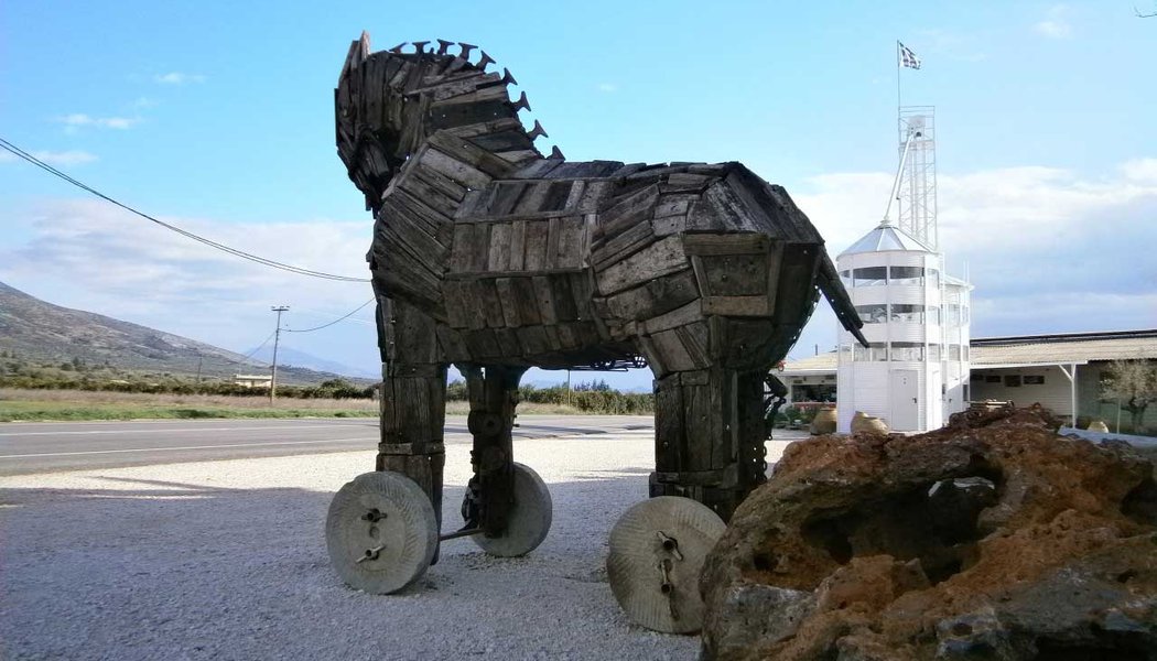 Sculpture of the Trojan Horse by Stelios D. Maragos