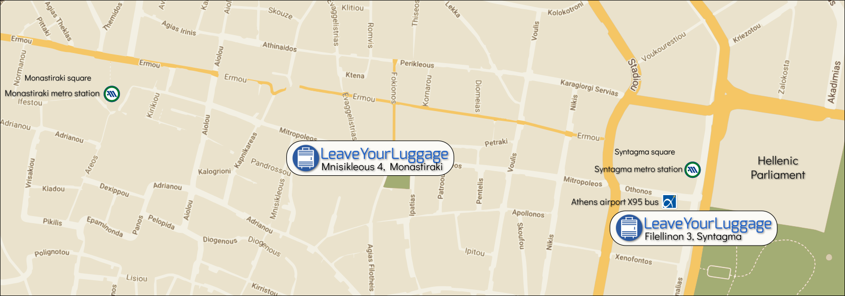 LeaveYourLuggage.gr - Μνησικλέους 4, Μοναστηρακι - Φιλελληνων 3, Σύνταγμα