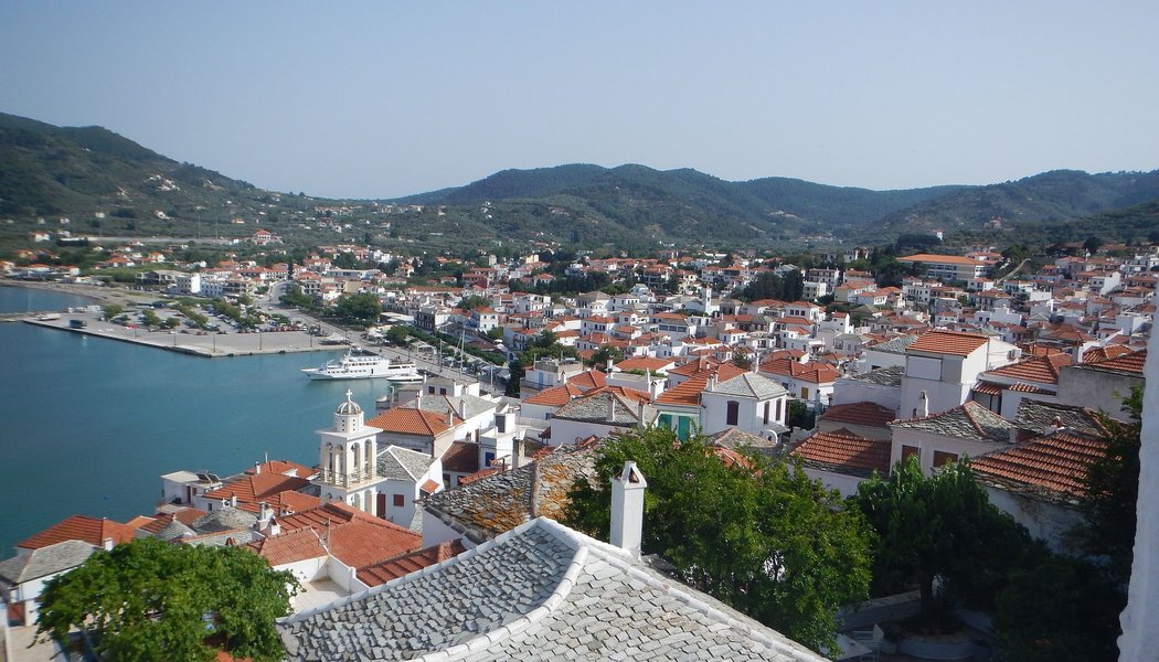Panoramic view of Skopelos city